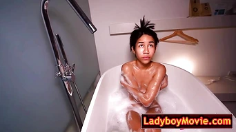 Bathing Ladyboy Teen Mouth Used